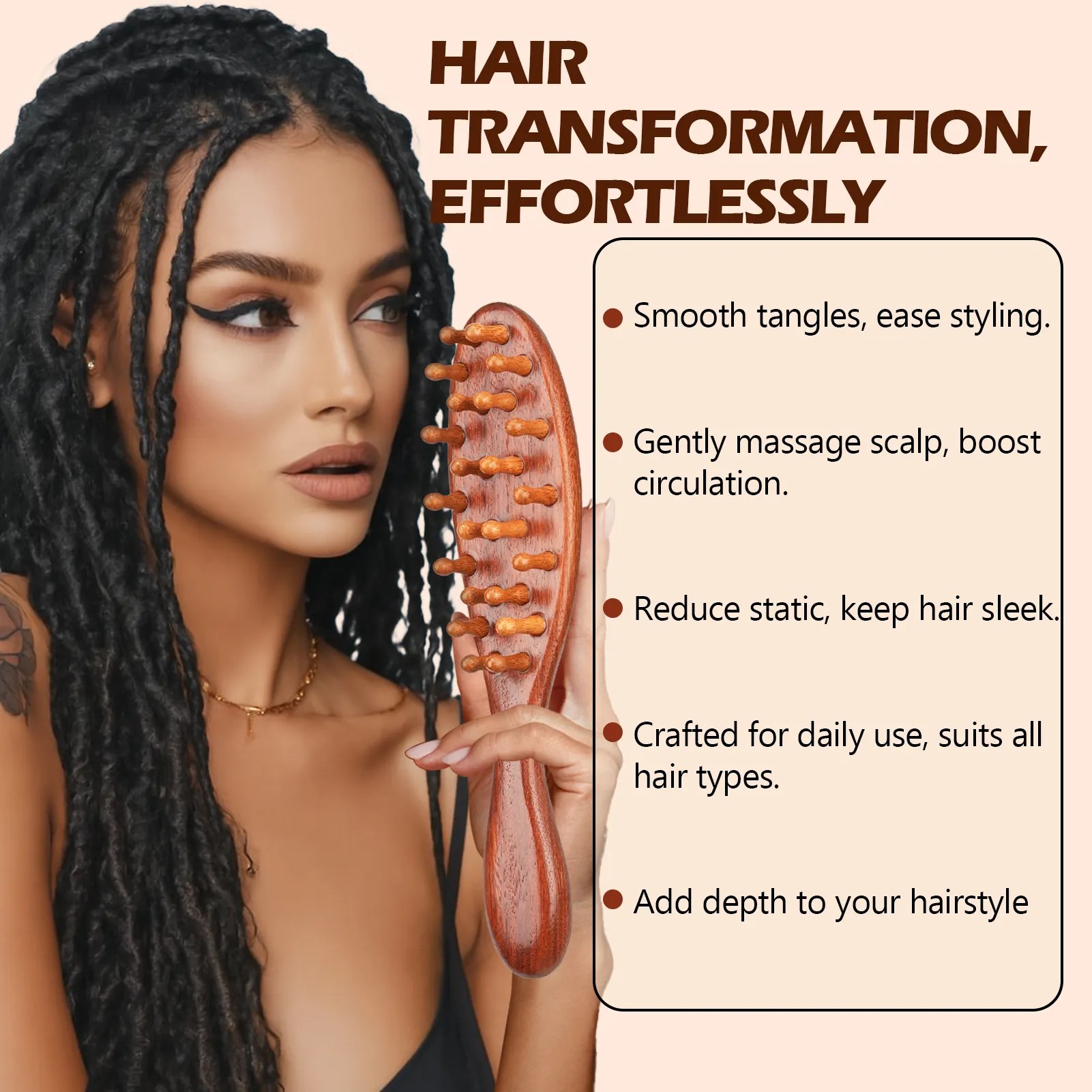 Loc Brush for Dreads, Comfortable Massage Comb