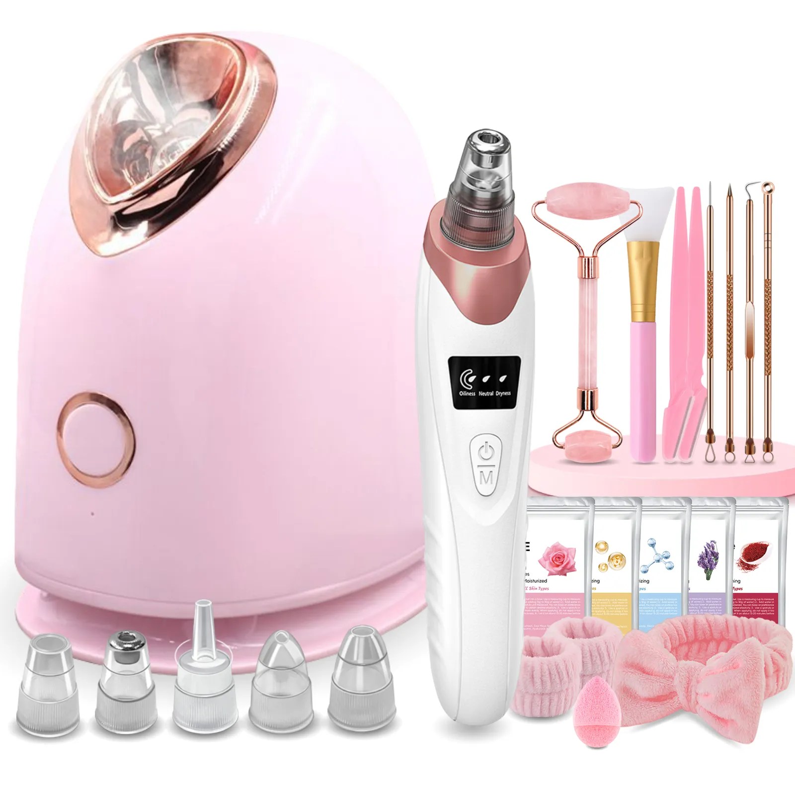 Pjordo 7-in-1 Facial Steamer Spa Kit with Blackhead Remover
