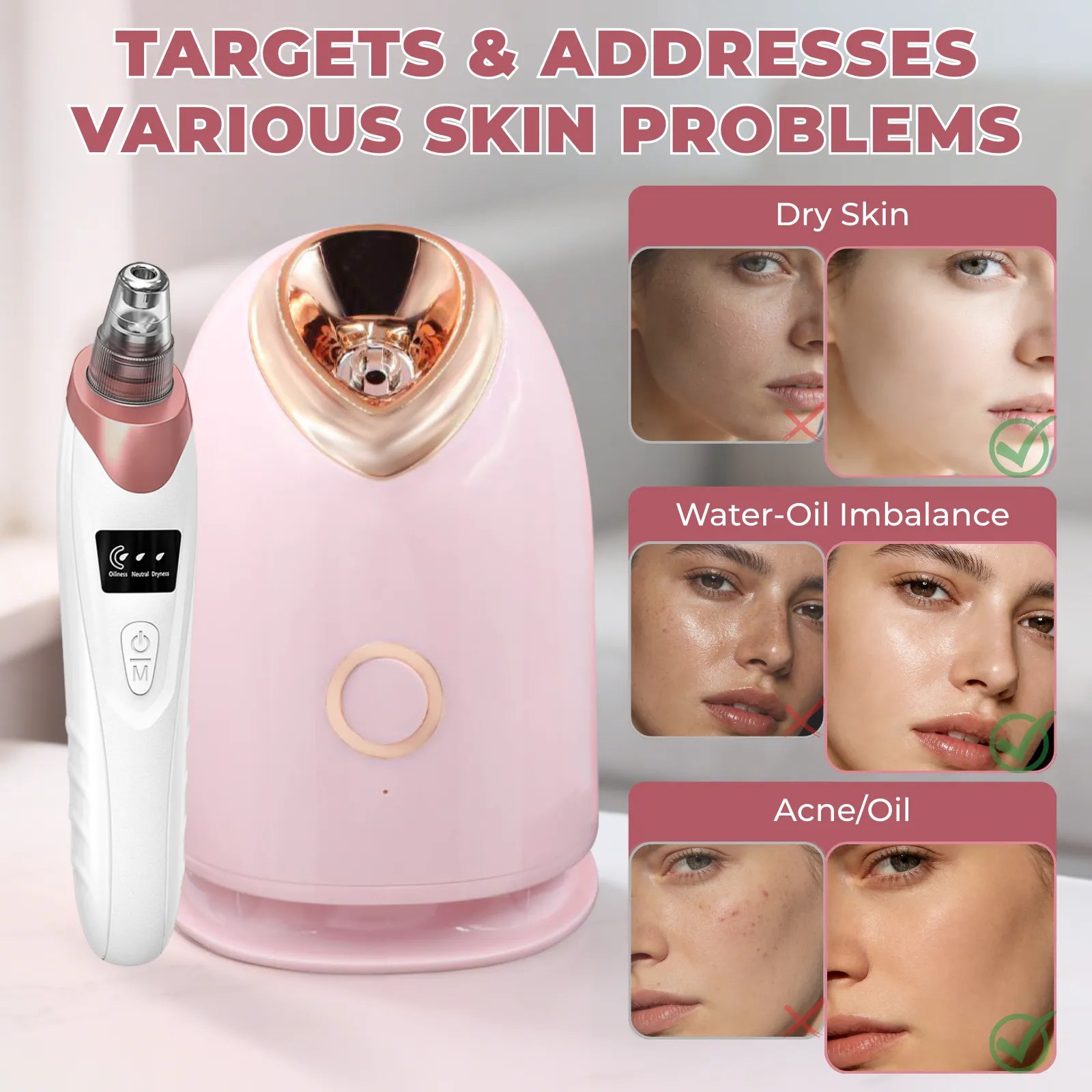 Pjordo 7-in-1 Facial Steamer Spa Kit with Blackhead Remover