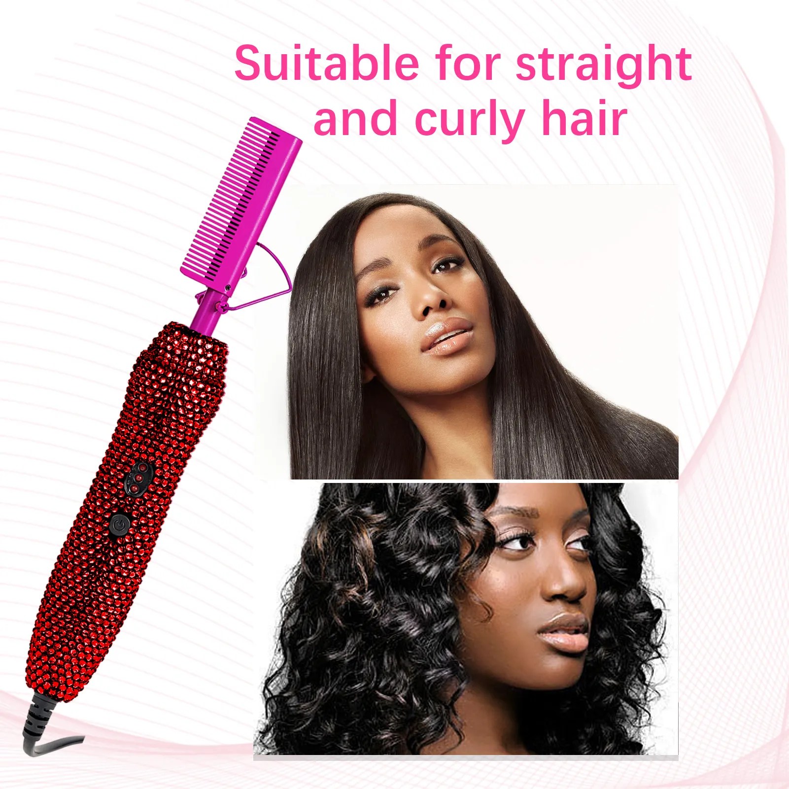 Rose Red Diamond Hot Comb 450?F Adjustable Heat
