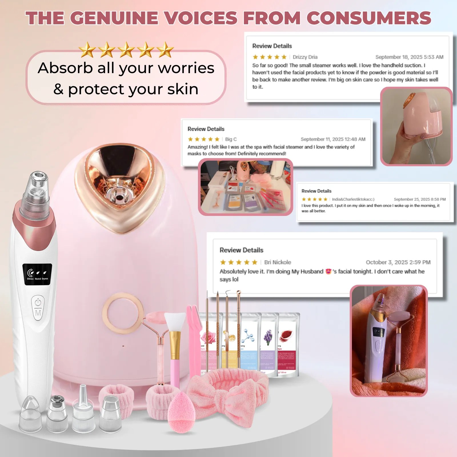 Pjordo 7-in-1 Facial Steamer Spa Kit with Blackhead Remover