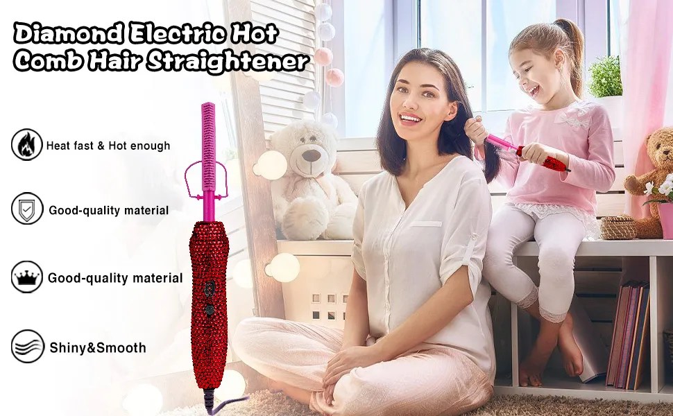 Rose Red Diamond Hot Comb 450?F Adjustable Heat