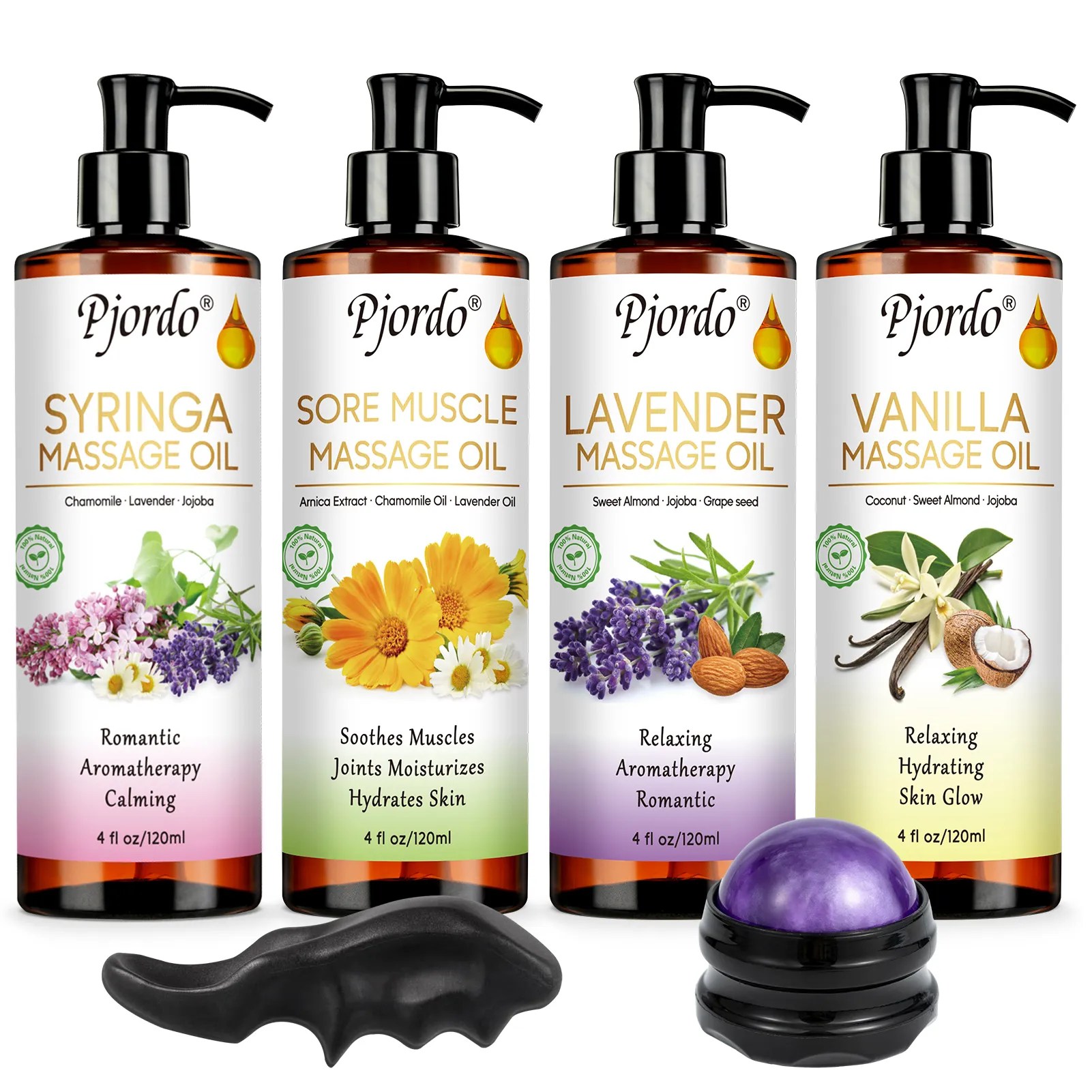 4 Pack Lavender Scented Massage Oil