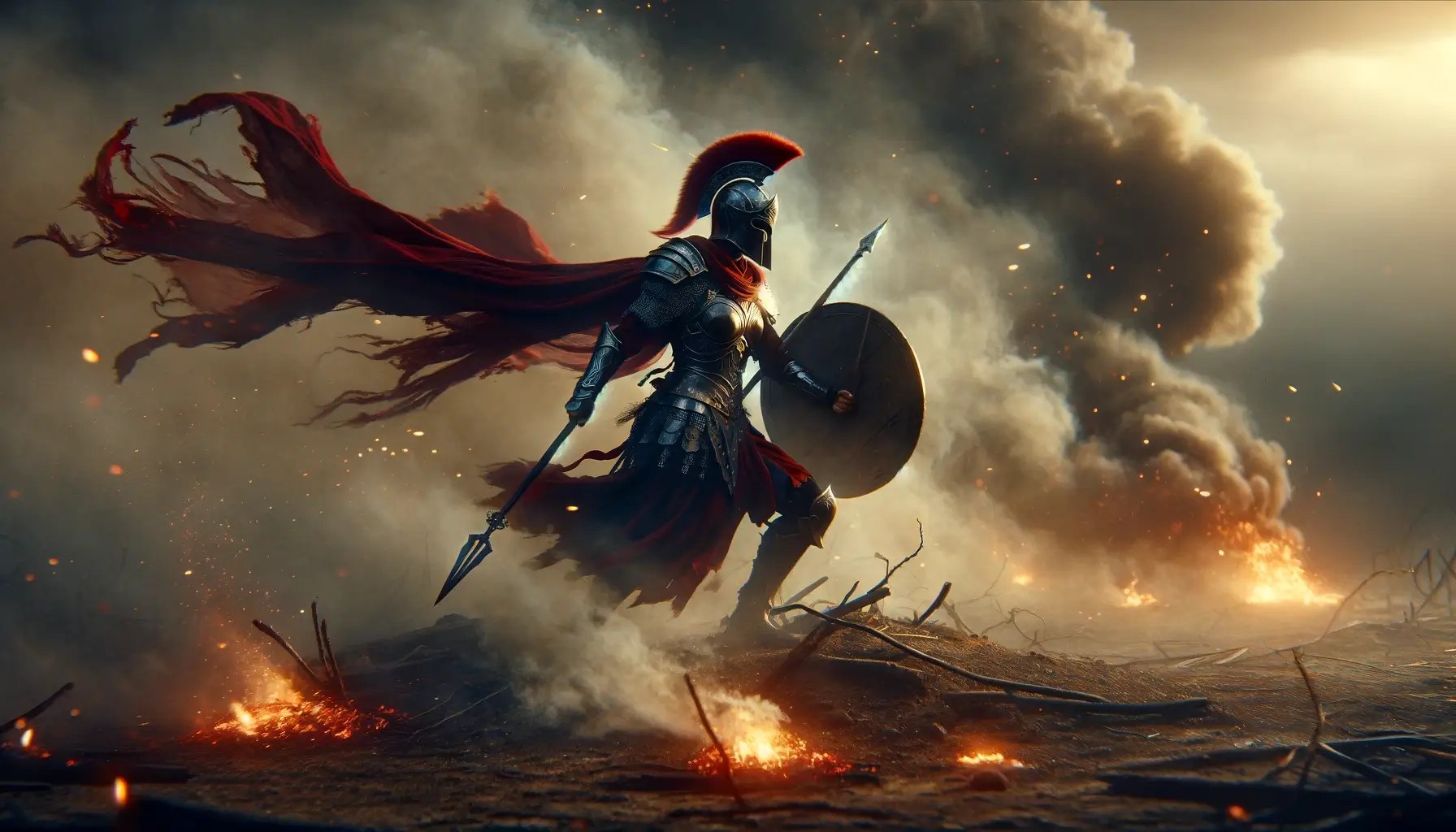 valkyrie running through battlefield