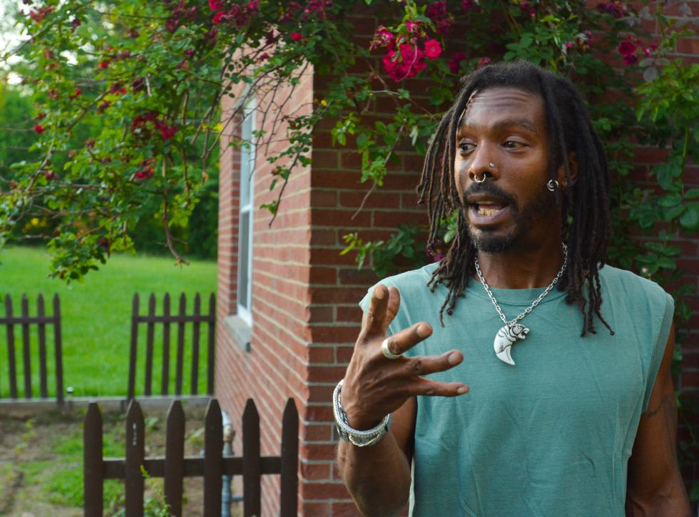 JERREY ROBERTS David Andrews, 46, shares his views Monday at his home at Hampshire Heights in Northampton. - JERREY ROBERTS | DAILY HAMPSHIRE GAZETTE