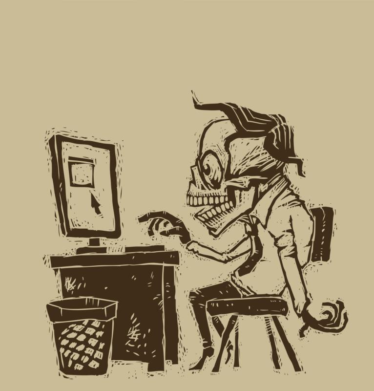 Zombies in a shirt and tie at the computer - IvanNikulin | iStockphoto