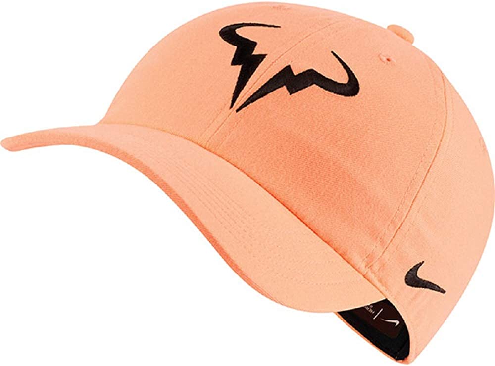 Orange cap with stylized black logo.