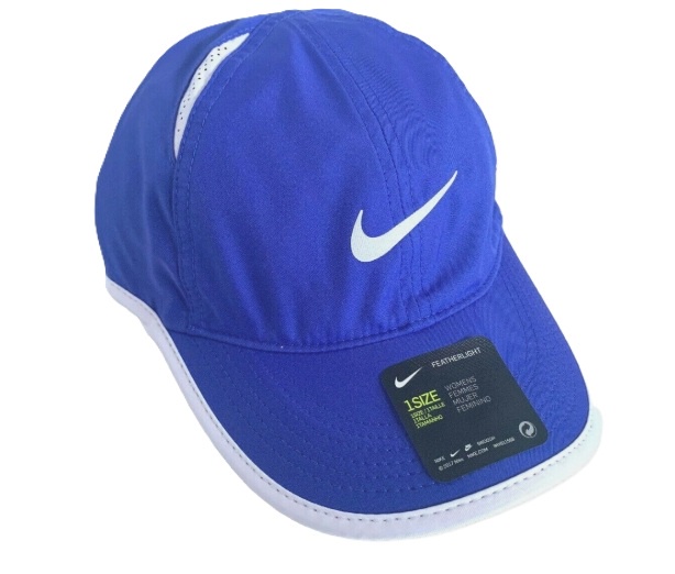 Blue Nike cap with white logo.