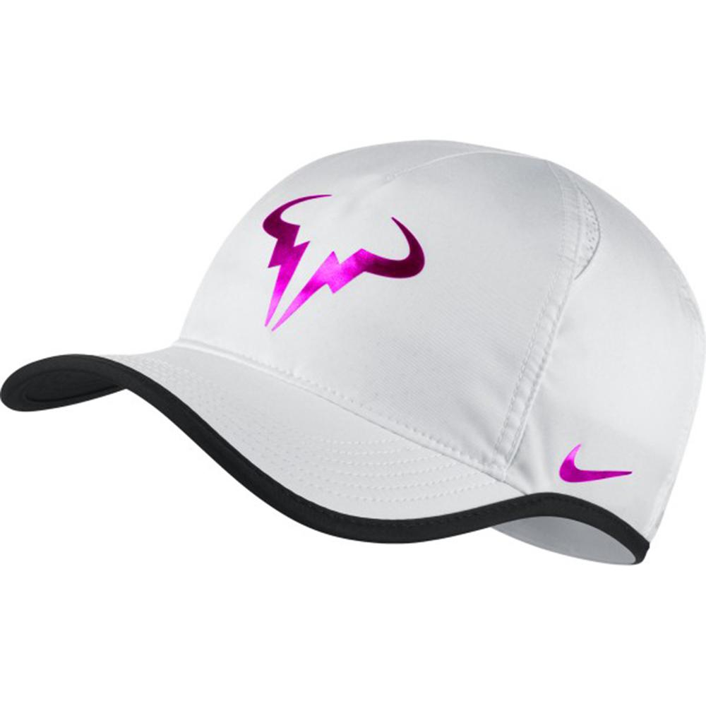 White cap with purple bull logo design.