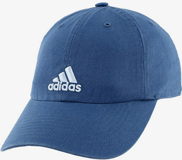 Blue Adidas cap with white logo.