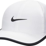 White sports cap with black swoosh logo.