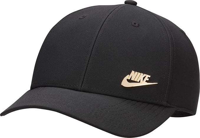 Black Nike cap with gold logo.