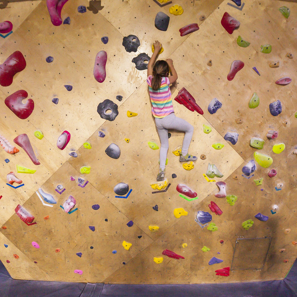 Climbing at the Whitney Peak Hotel in Reno for Lilia's birthday
