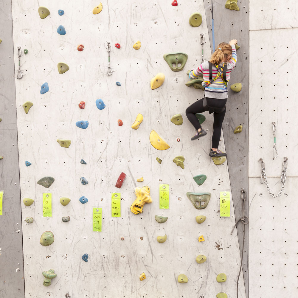 Climbing at the Whitney Peak Hotel in Reno for Lilia's birthday