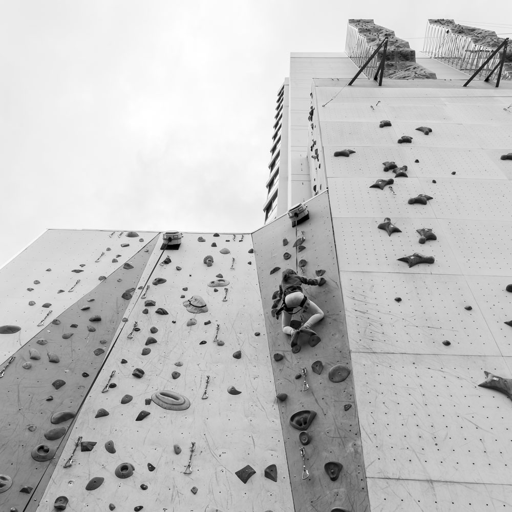 Climbing at the Whitney Peak Hotel in Reno for Lilia's birthday