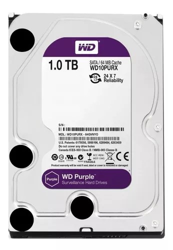 DISCO DURO WD 1TB PURPLE 6.0 GB/S / 5400 RPM PARA VIDEOVIGILANCIA
