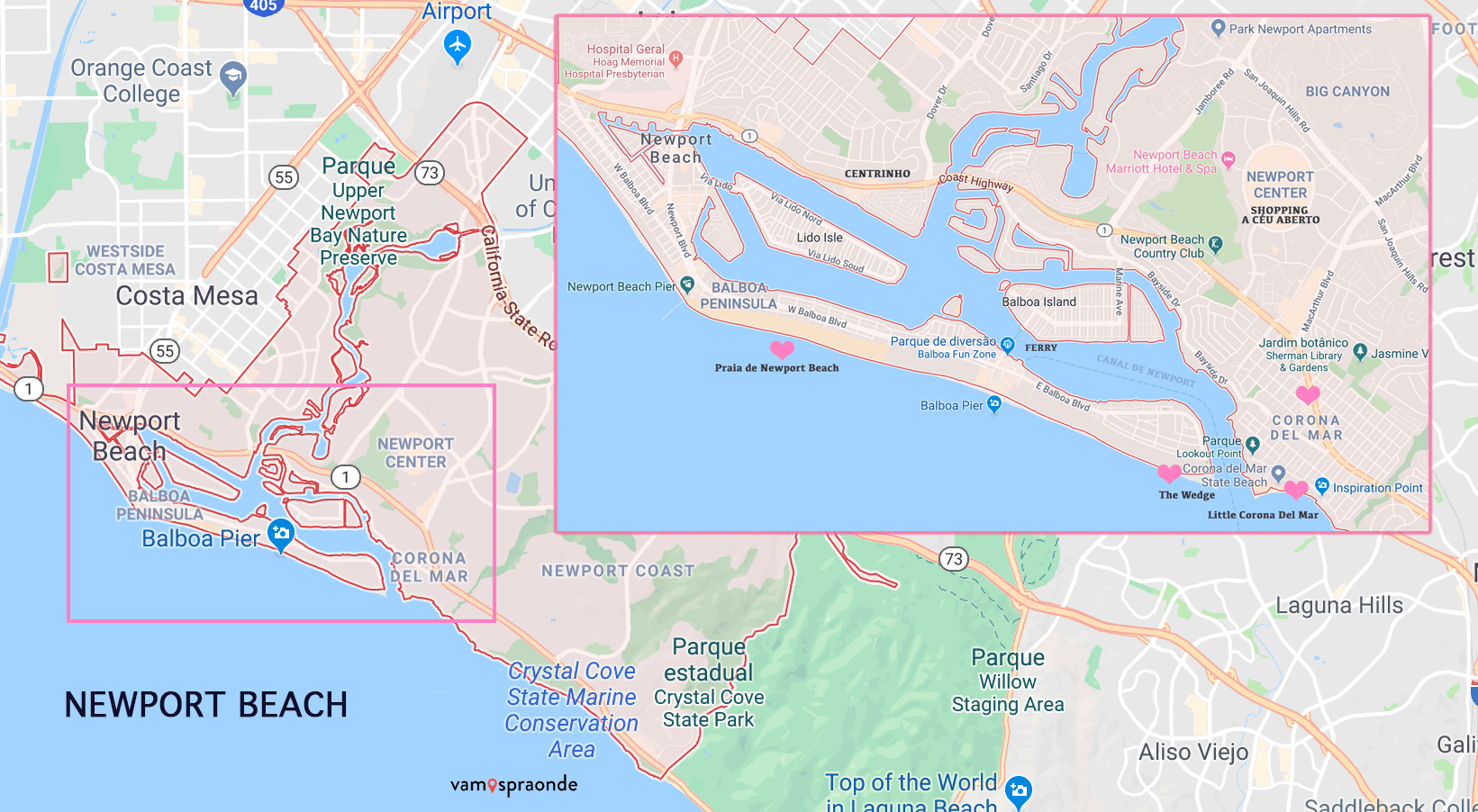 Newport Beach Map Mapa Newport Beach 