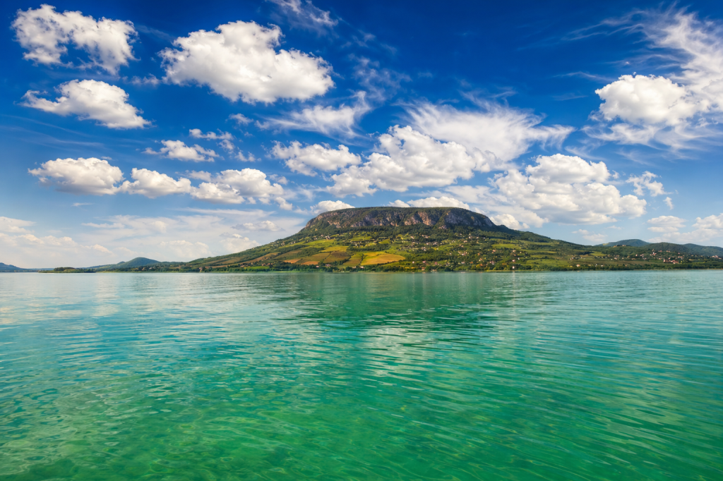 Scenic turquoise lake landscape