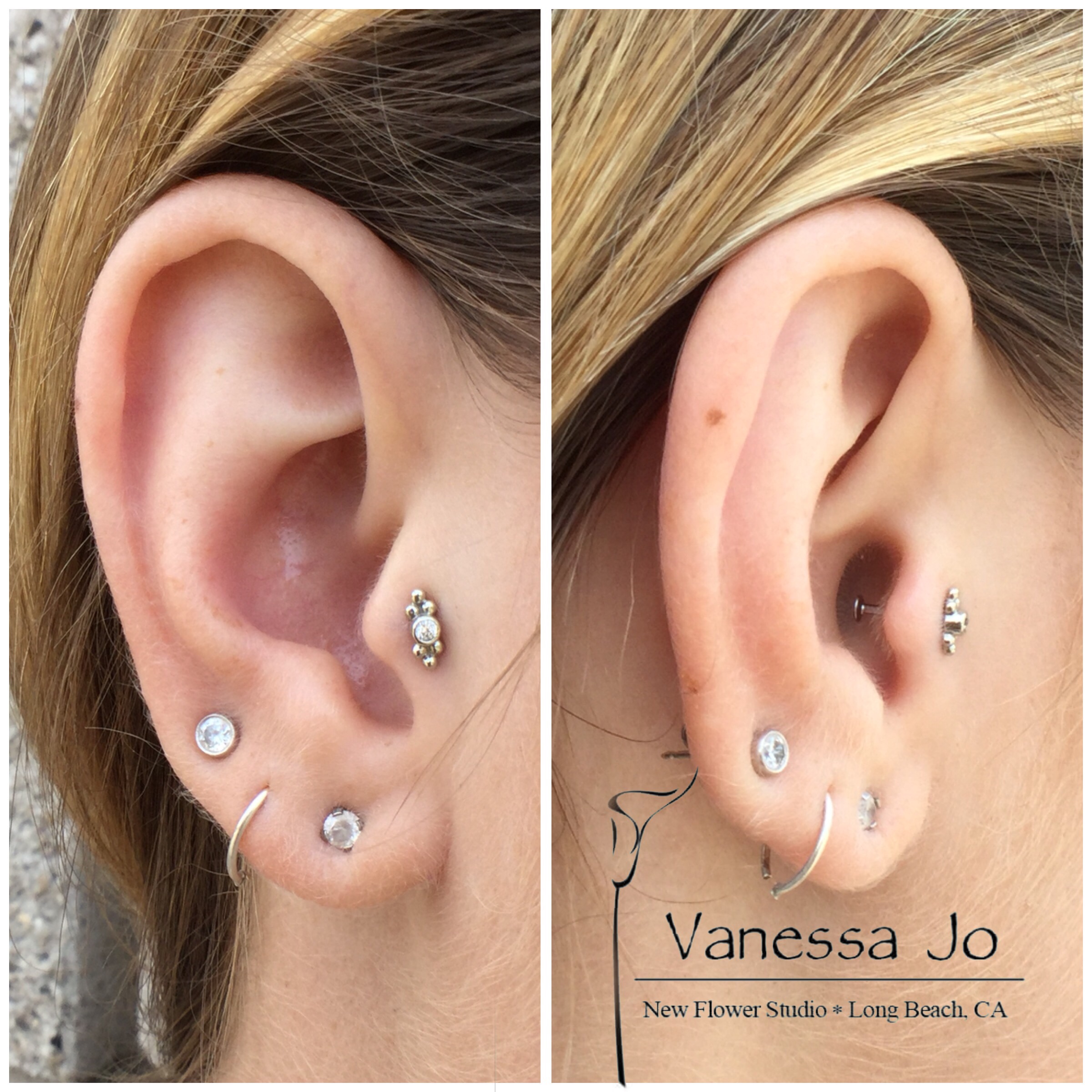 ANATOMETAL white gold 2 point Sabrina in tragus piercing