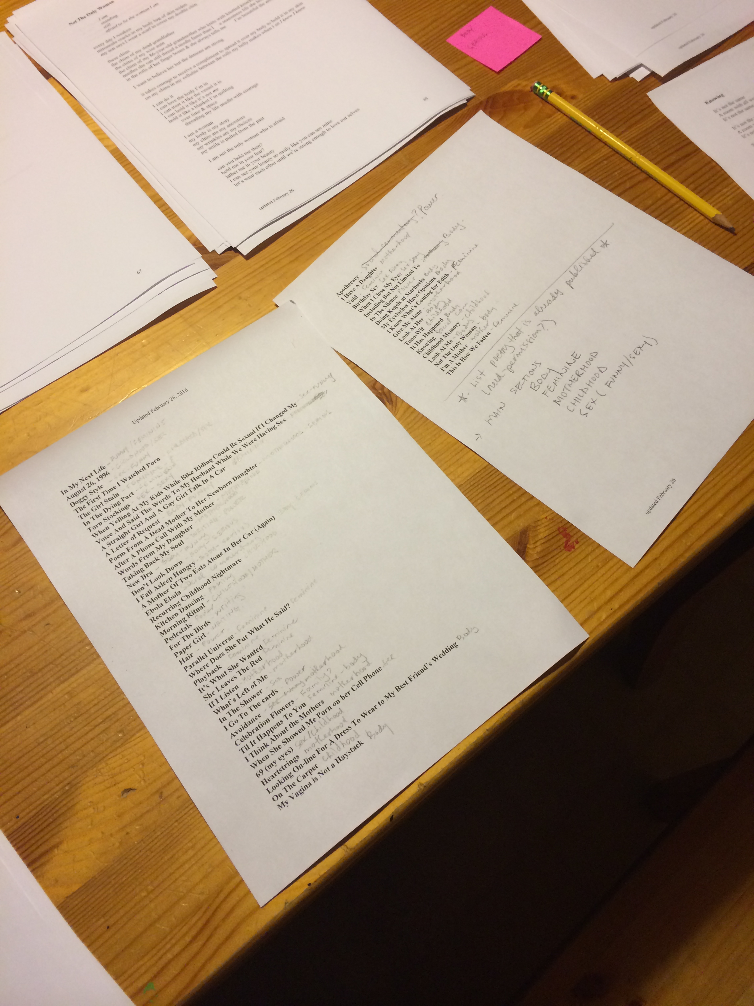I used my title pages to write the category/theme beside each title.