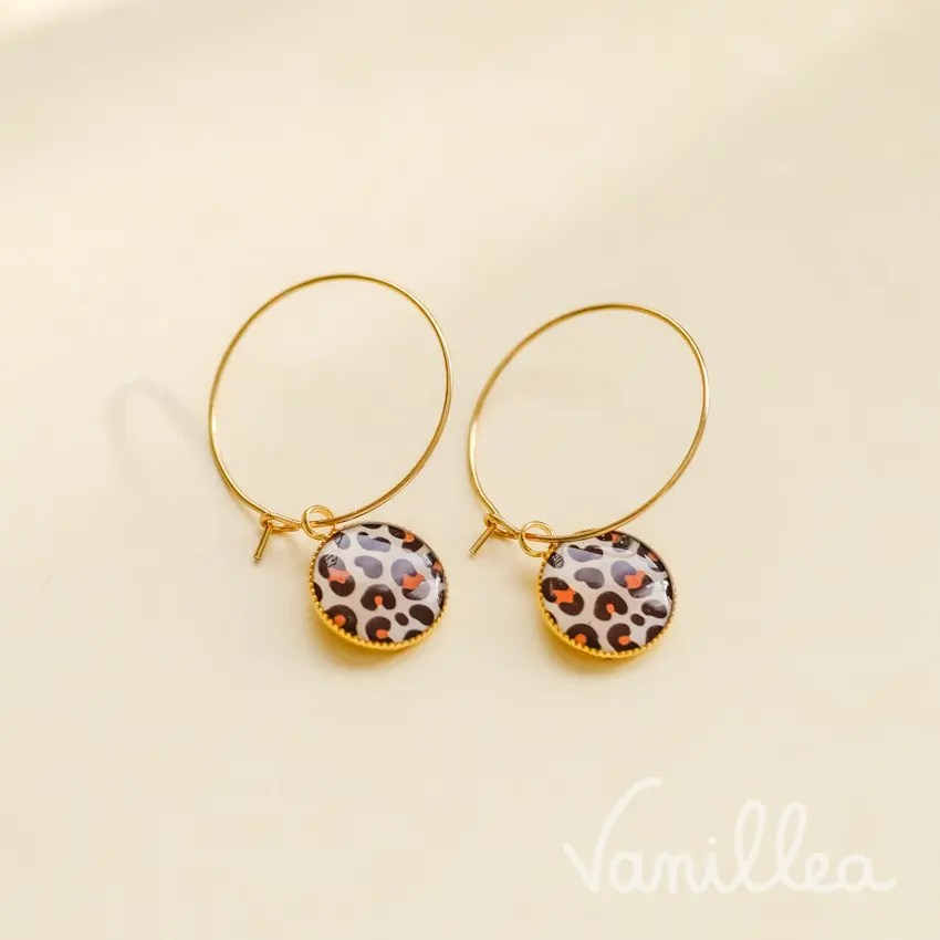 Boucles d'oreilles léopard taupe