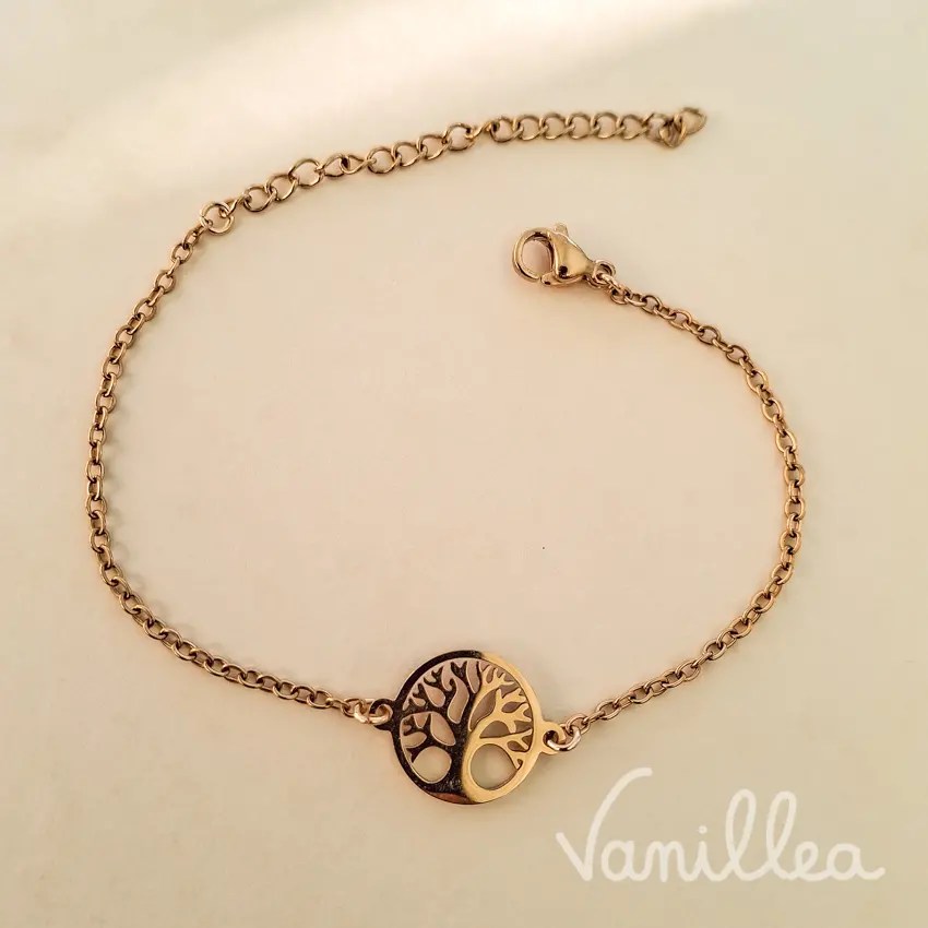 Bracelet arbre de vie femme doré avec chaîne fine