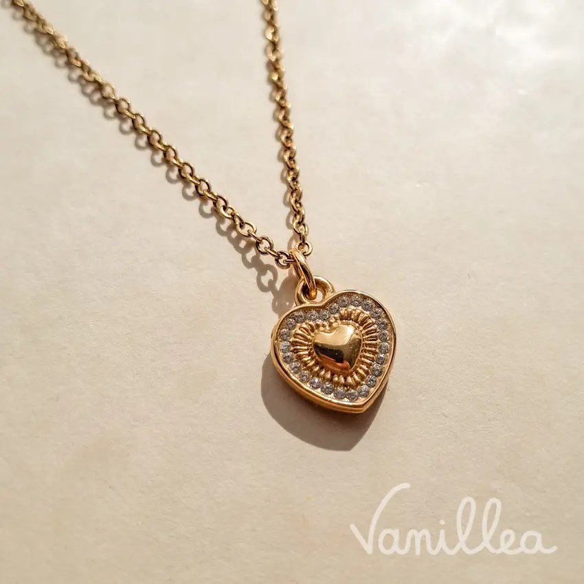 Pendentif cœur brillant doré femme