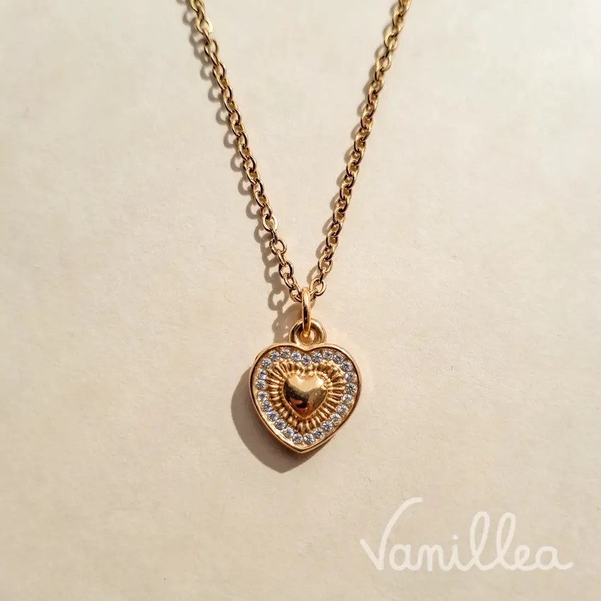 Collier cœur strass doré femme