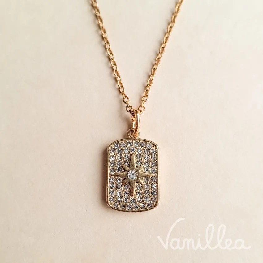 Collier étoile doré femme POLARIS avec pendentif rectangulaire