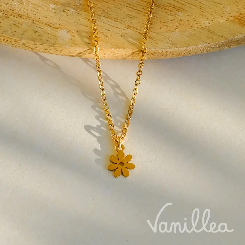 Collier petite fleur en acier inoxydable bohochic