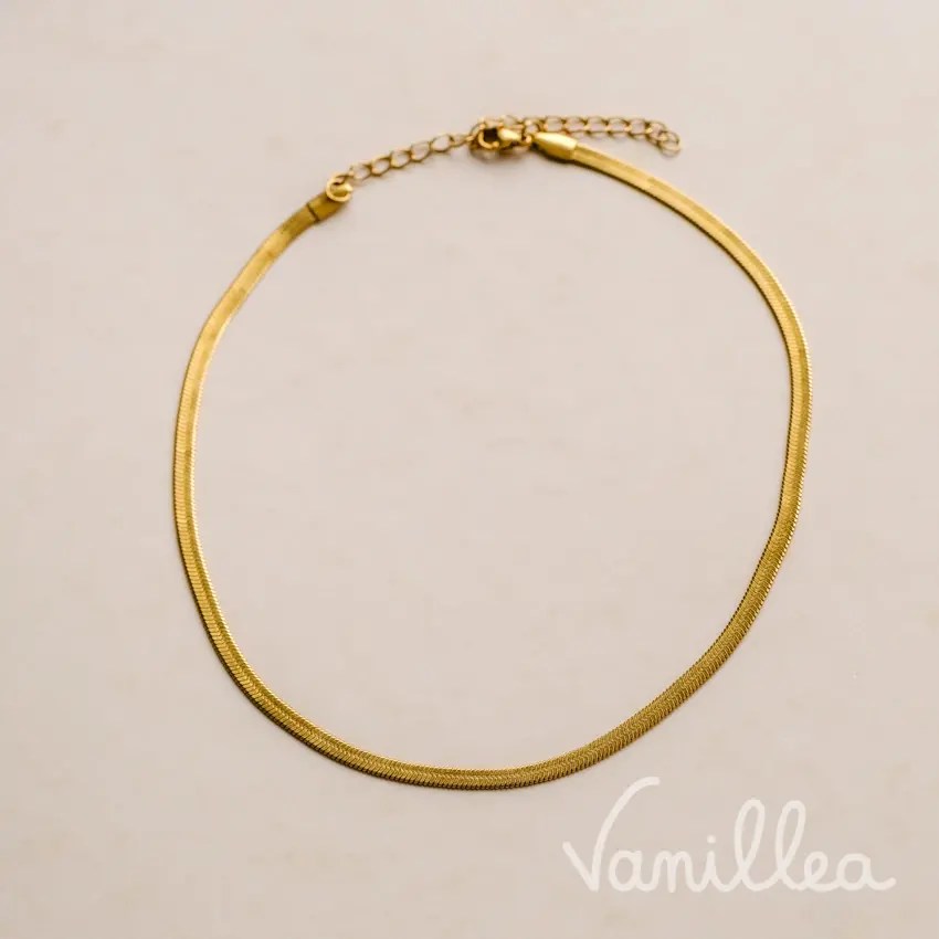 collier maille serpent acier inoxydable doré vue complète