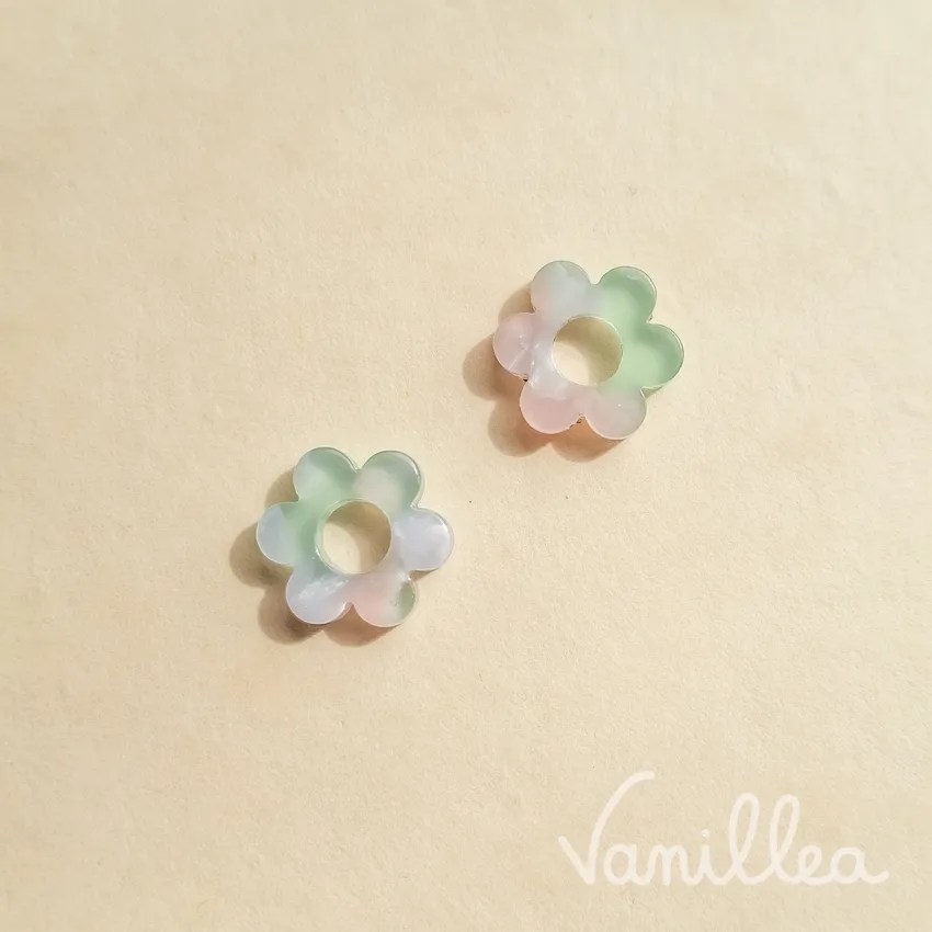 Mini pampilles fleurs rose vert