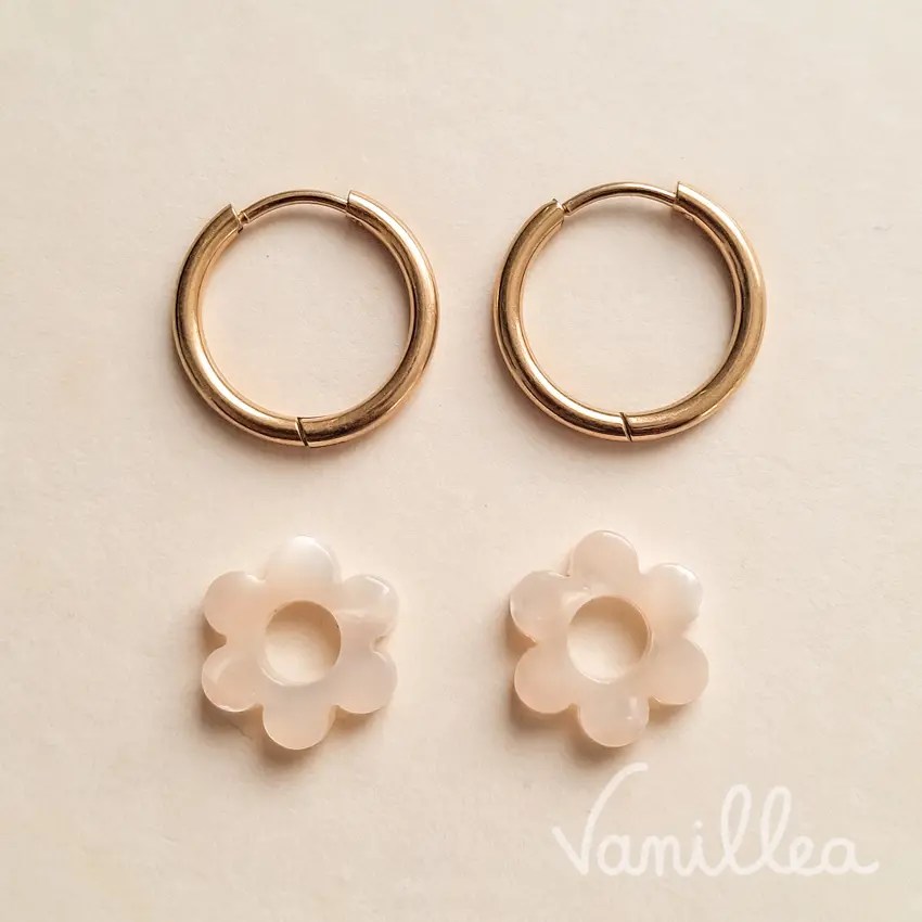 Mini pampilles fleurs beige