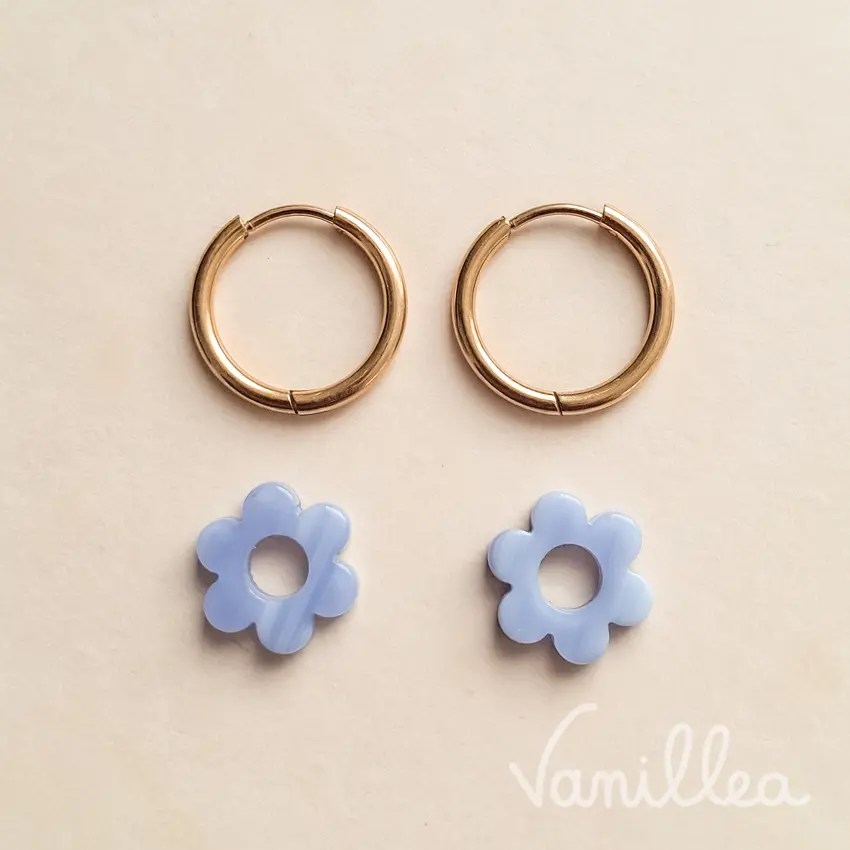 Mini pampilles fleurs bleu pastel