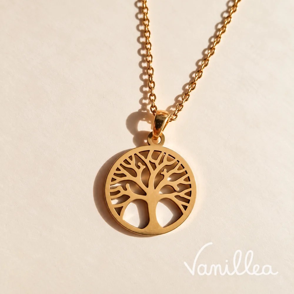 Pendentif arbre de vie ajouré doré