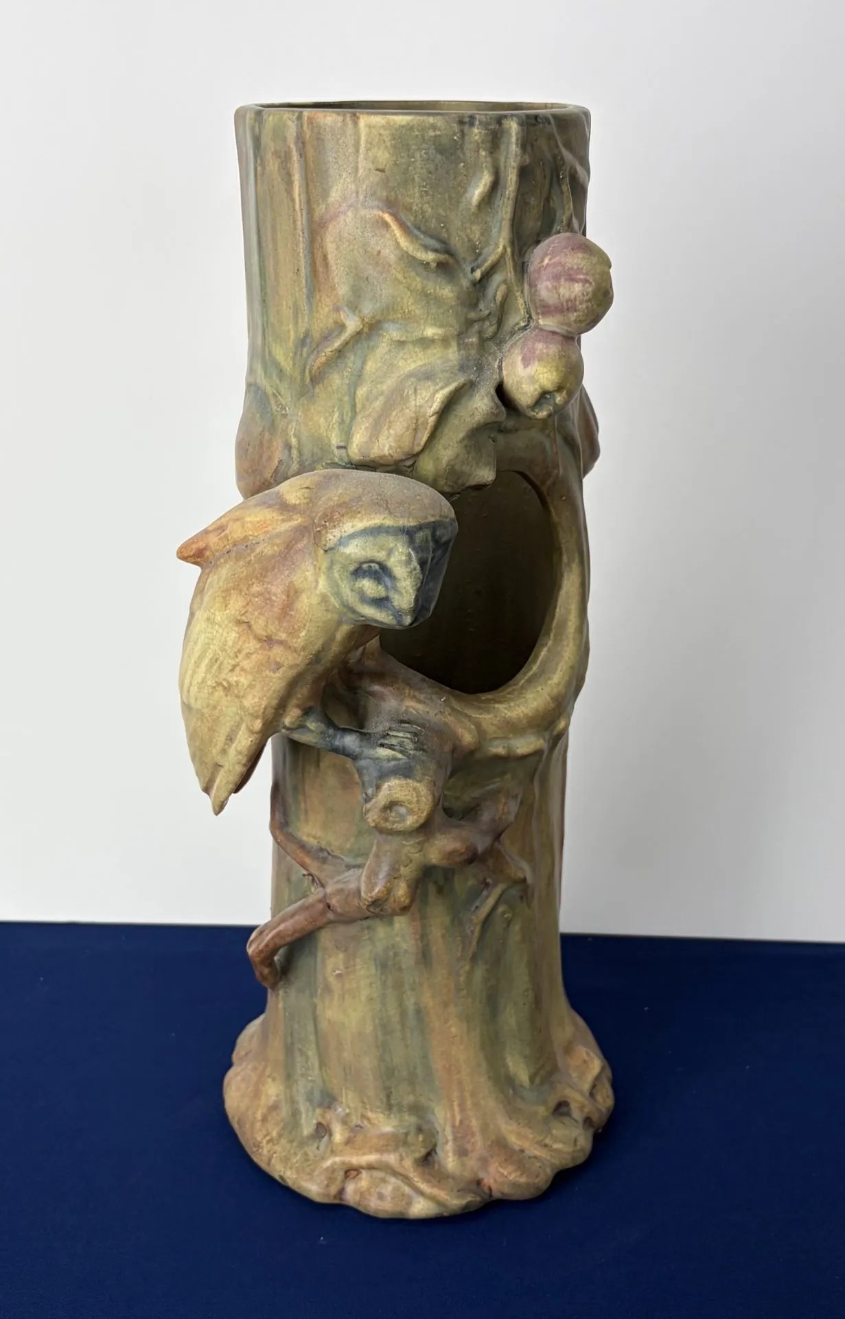 Lot 3:  Beautiful 100 Year Old Weller Woodcraft Barn Owl Vase