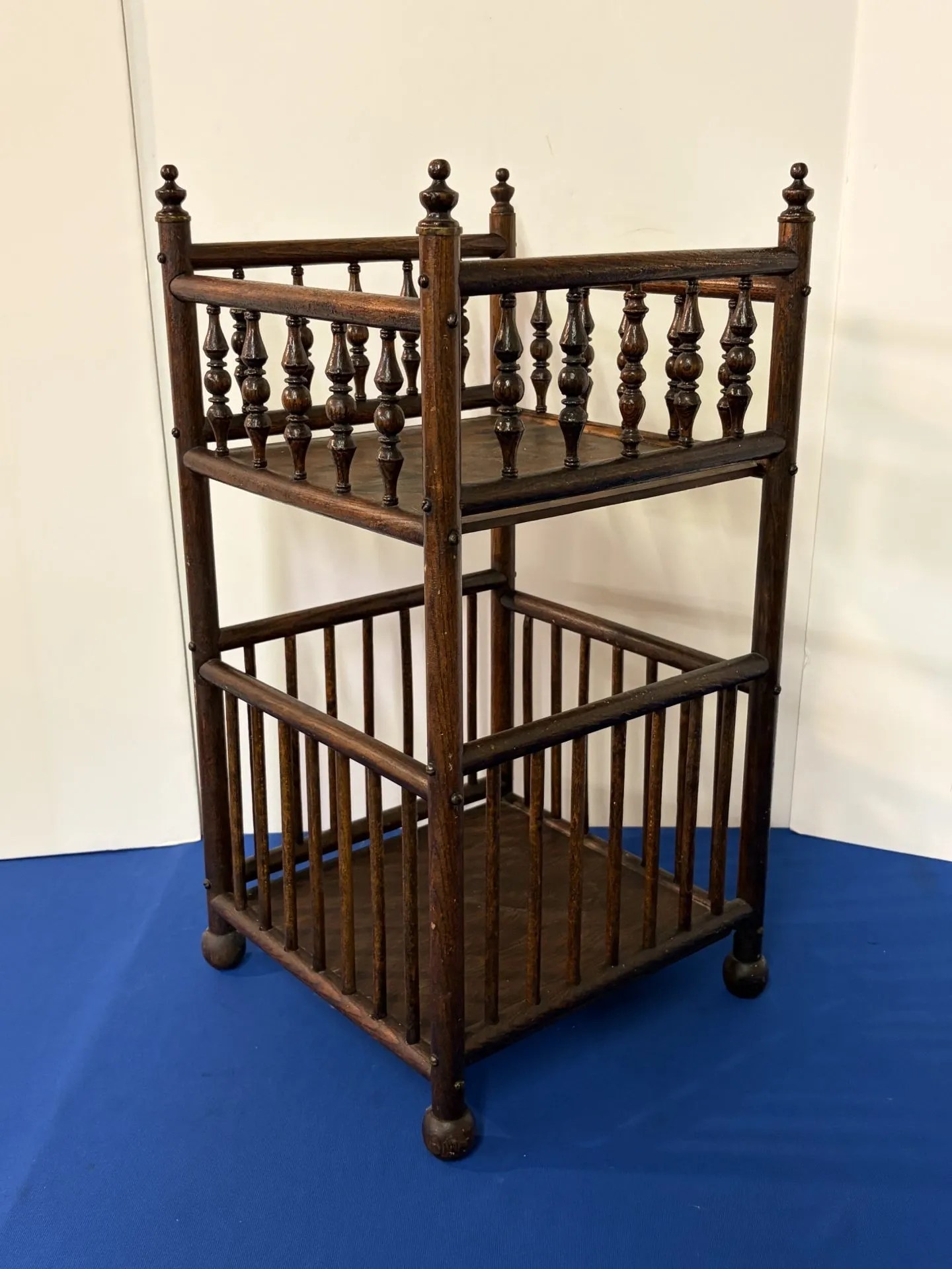 Lot 78:  Victorian Era Solid Oak Two Tiered Stand .