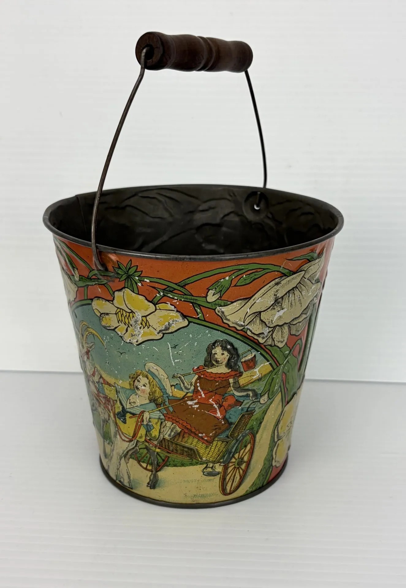 Lot 79: Rare Victorian Era Tin Child’s Pail .