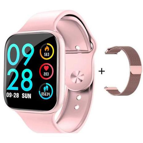 Relógio Smart Watch P80 C/ Duas Pulseiras Batimento Cardíaco - Rosa