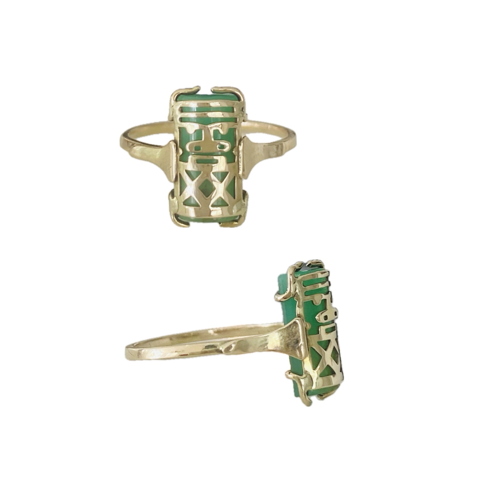 Tabou Chrysophrase Gold Ring 9KY in size #56 (375)