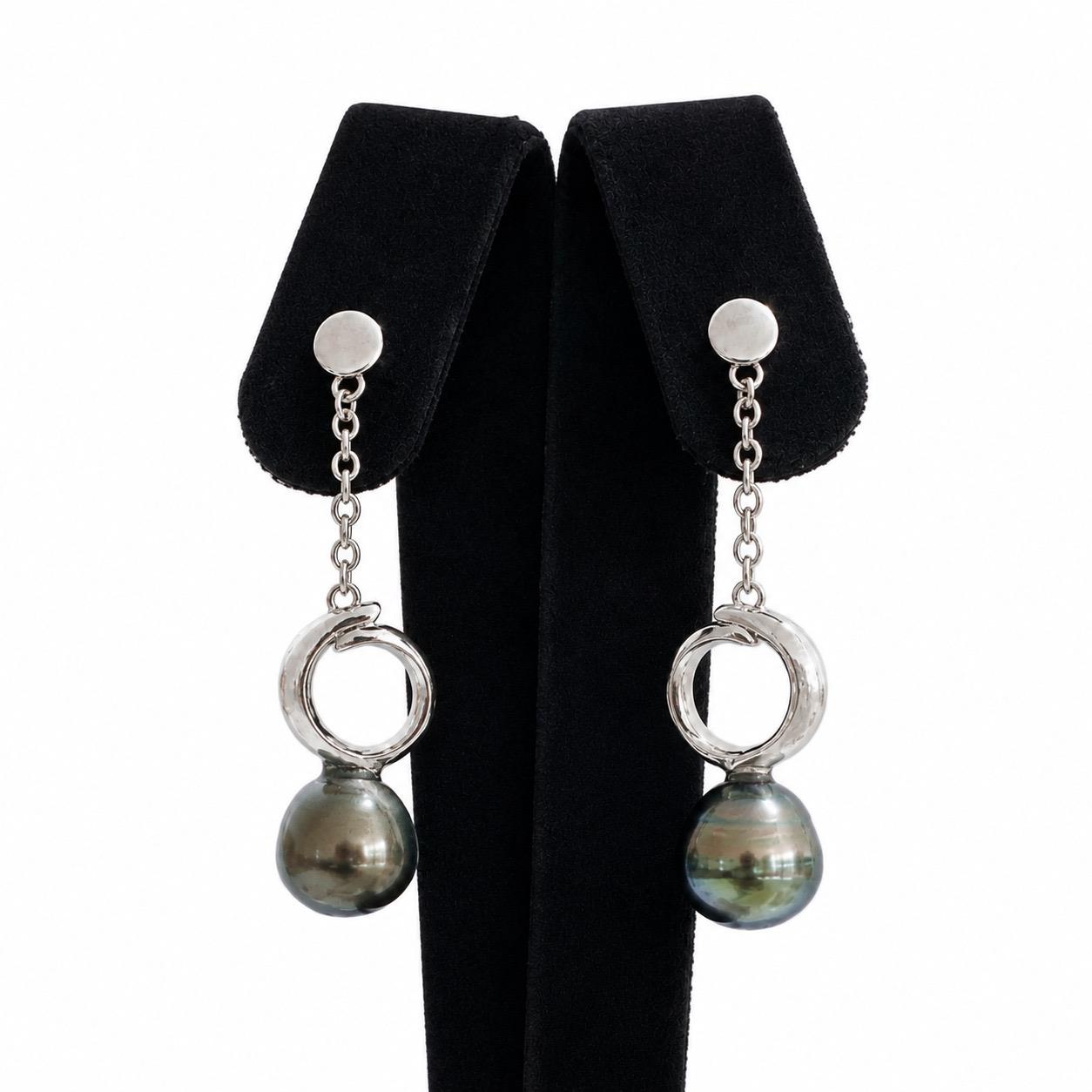 Tahiti Pearl & Tusk Silver Earring (925) - 088-010-SS-EP
