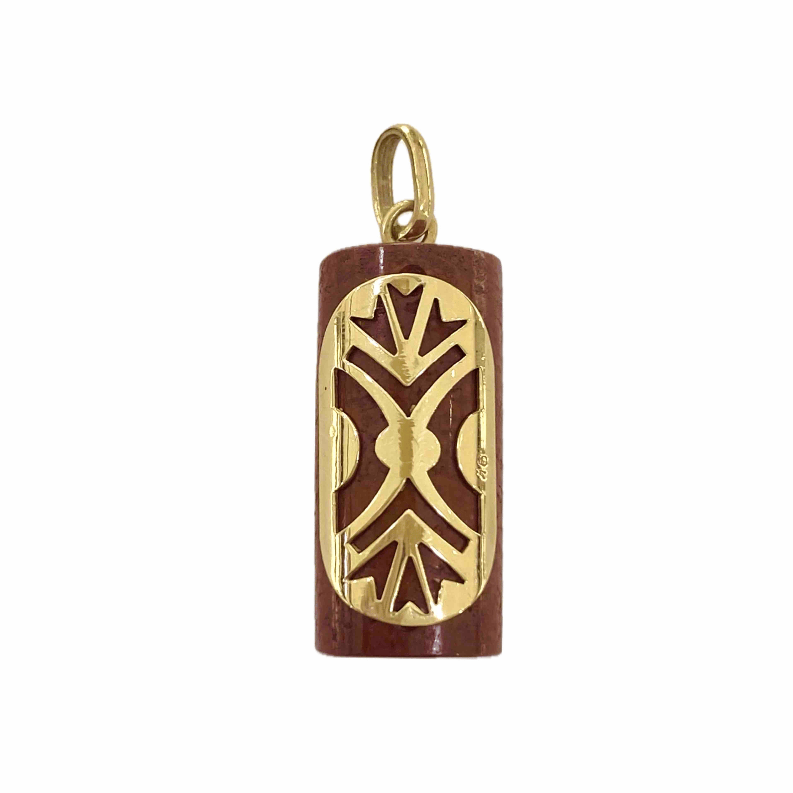 Dance Shield Female Pendant, 9K Gold & Jasper Red, Large