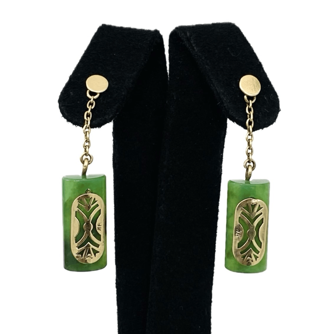 Dance Shield Female Earring, 9K Gold & Chrysophraes, Small