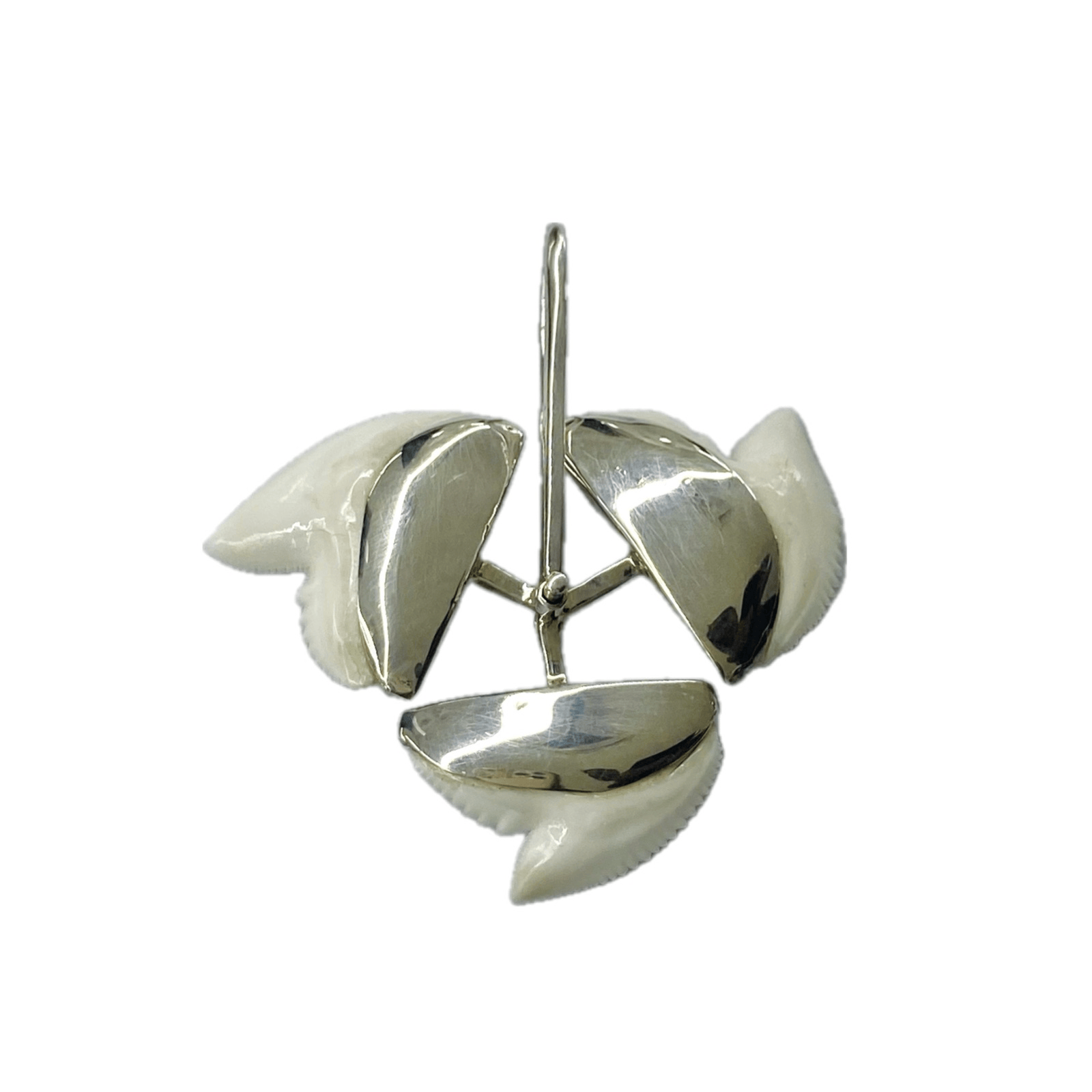 Shark Tooth Triple Pendant, Sterling Silver, Medium