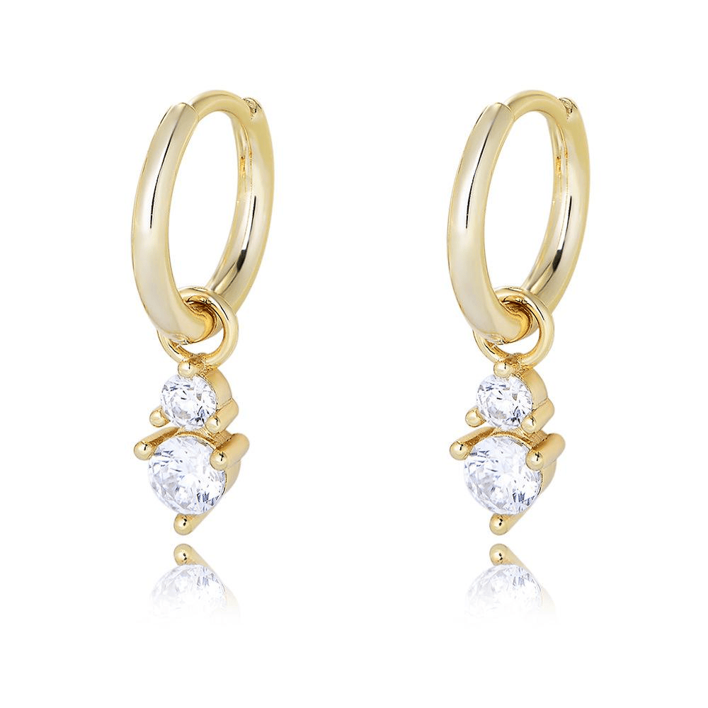 Double Étincelle Huggie Earrings, Gold-Plated
