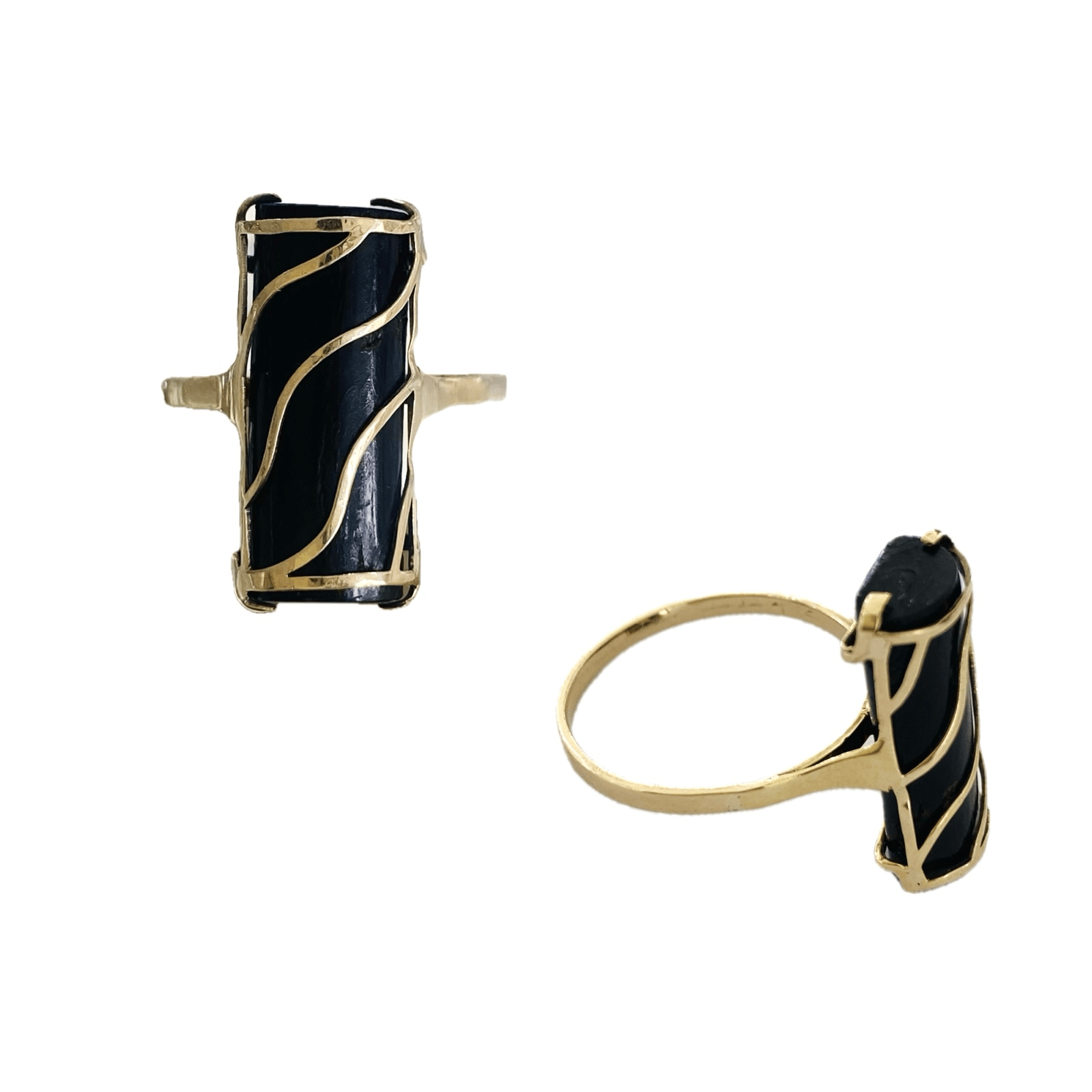 Black Coral Ring, 9K Gold