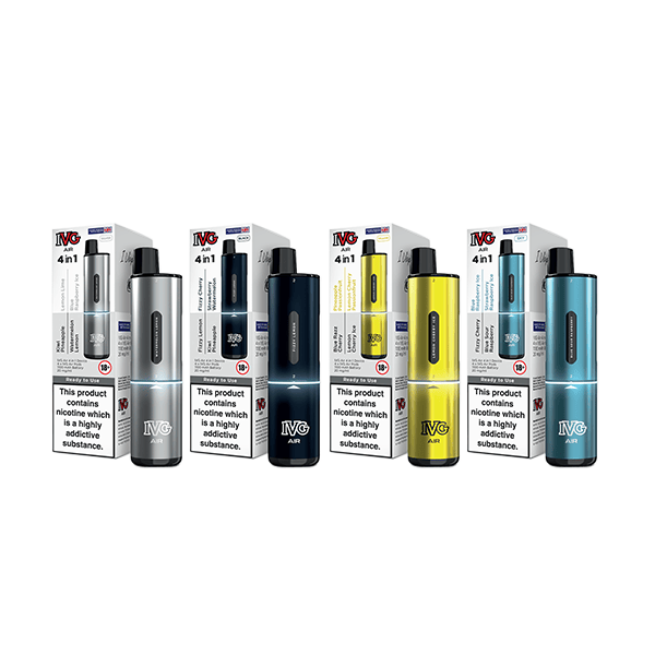 IVG Air 4-v-1 dobíjecí jednorázová vape sada – 2400 vdechů, 20 mg nikotinu, 4 příchutě