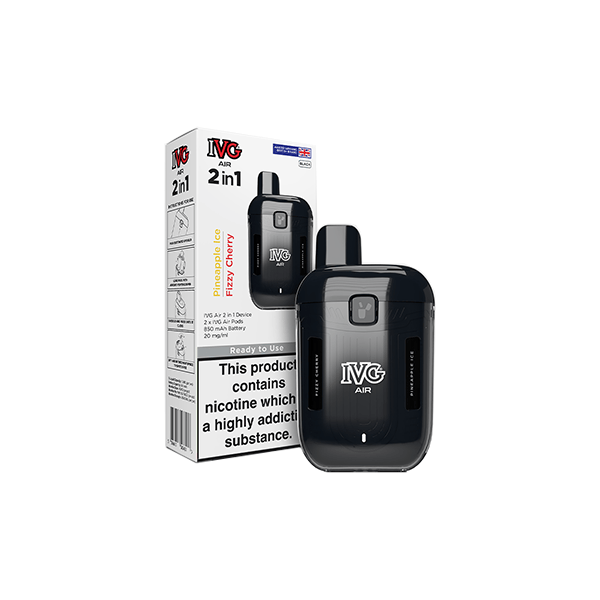 IVG Air 2-v-1 dobíjecí jednorázová pod vape sada – 20 mg nikotinu, 1200 vdechů, zážitek s dvojí chutí