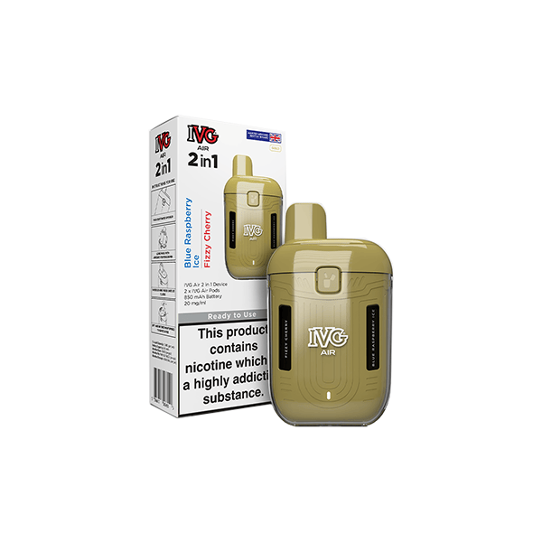 IVG Air 2-v-1 dobíjecí jednorázová pod vape sada – 20 mg nikotinu, 1200 vdechů, zážitek s dvojí chutí