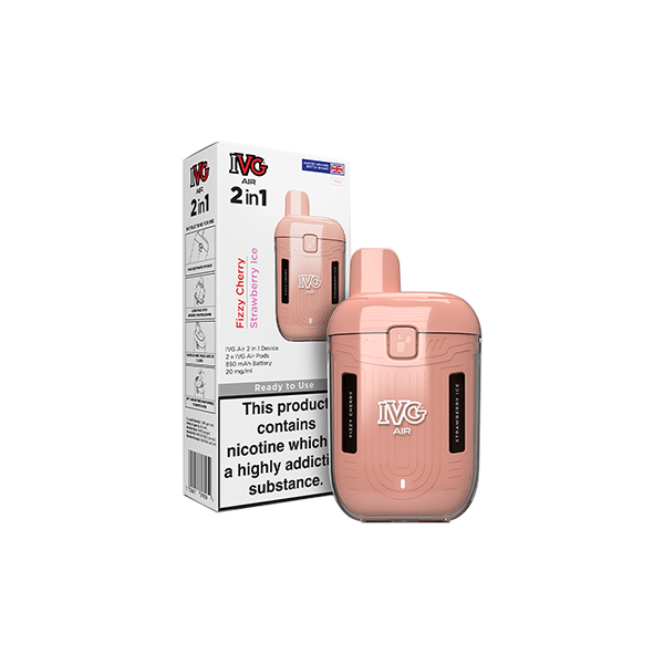 IVG Air 2-v-1 dobíjecí jednorázová pod vape sada – 20 mg nikotinu, 1200 vdechů, zážitek s dvojí chutí